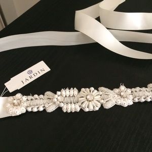 NWT BHLDN Marielle Ivory Beaded Bridal Sash/Belt